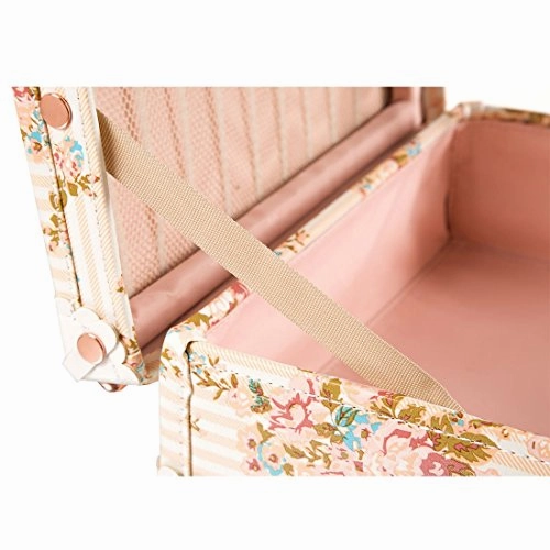 13 Inch Pu Leather Small Suitcase Floral Decorative Box With Straps For Women