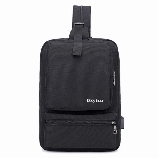 14.1 Inch Laptop Backpack Women Men Waterproof Lightweight Slim Chest Bagpack Canvas Sling