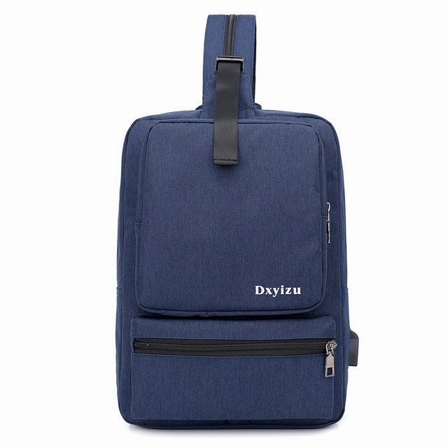 14.1 Inch Laptop Backpack Women Men Waterproof Lightweight Slim Chest Bagpack Canvas Sling