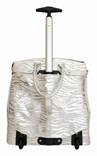 19" Computer/Laptop Bag Tote Duffel Rolling Wheel Padded Case Silver Zebra