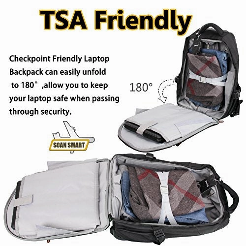 19 Rolling Carry-On Luggage Travel Duffel Bag For MenTsa Checkpoint Friendly Wheeled Backpack,