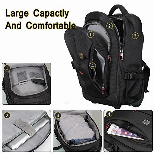 19 Rolling Carry-On Luggage Travel Duffel Bag For MenTsa Checkpoint Friendly Wheeled Backpack,