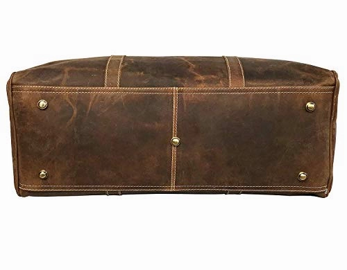24 Inch Genuine Leather Duffel | Travel Overnight Weekend Leather Bag | Sports Gym Duffel for Men