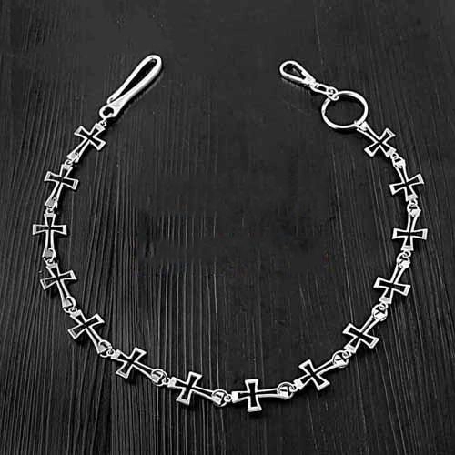 28'' Metal CROSS LOOPS BIKER SILVER WALLET CHAIN LONG PANTS CHAIN SILVER jeans chain jean chain FOR MEN