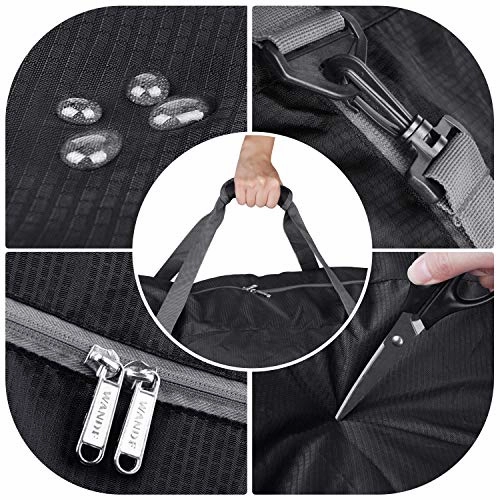 28" Foldable Duffle Bag 120L for Travel Gym Sports Lightweight Luggage Duffel By WANDF (28 inches (80 Liter), Black 28'')