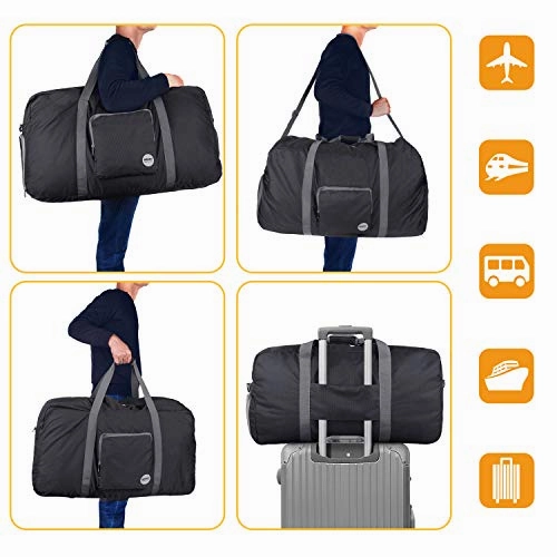 28" Foldable Duffle Bag 120L for Travel Gym Sports Lightweight Luggage Duffel By WANDF (28 inches (80 Liter), Black 28'')