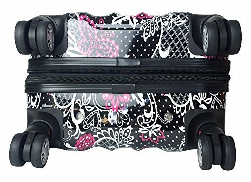 3Pc Luggage Set Suitcase Travel Hardside Rolling 4Wheel Spinner Carryon Pink Flowers
