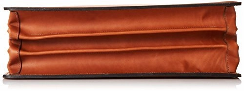 [Personalized Initials Embossing]Jack Georges Belting Triple Gusset Top Zip Leather Briefcase in Brown