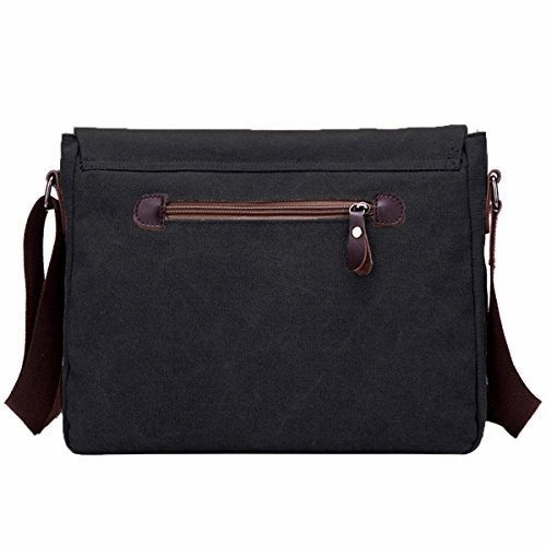 ABage Unisex Messenger Bag Vintage Work College Crossbody Bag Canvas Shoulder Bag, Black