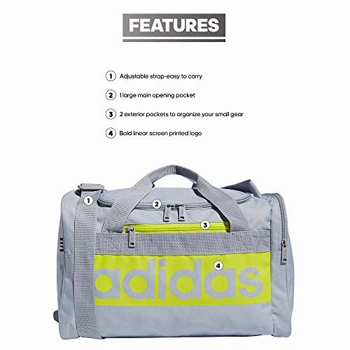 adidas Court Lite Duffel Bag, Halo Silver/Acid Yellow, One Size