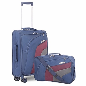 Aerolite 21" Carry On Ultra Lightweight Spinner Suitcase & Flight Bag Under Seat Shoulder Bag Set (Navy)