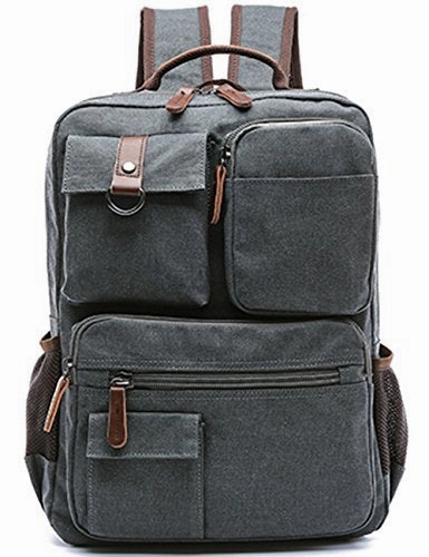 Aidonger Vintage Canvas Mens School Backpack Laptop Backpack (Dark Blue)