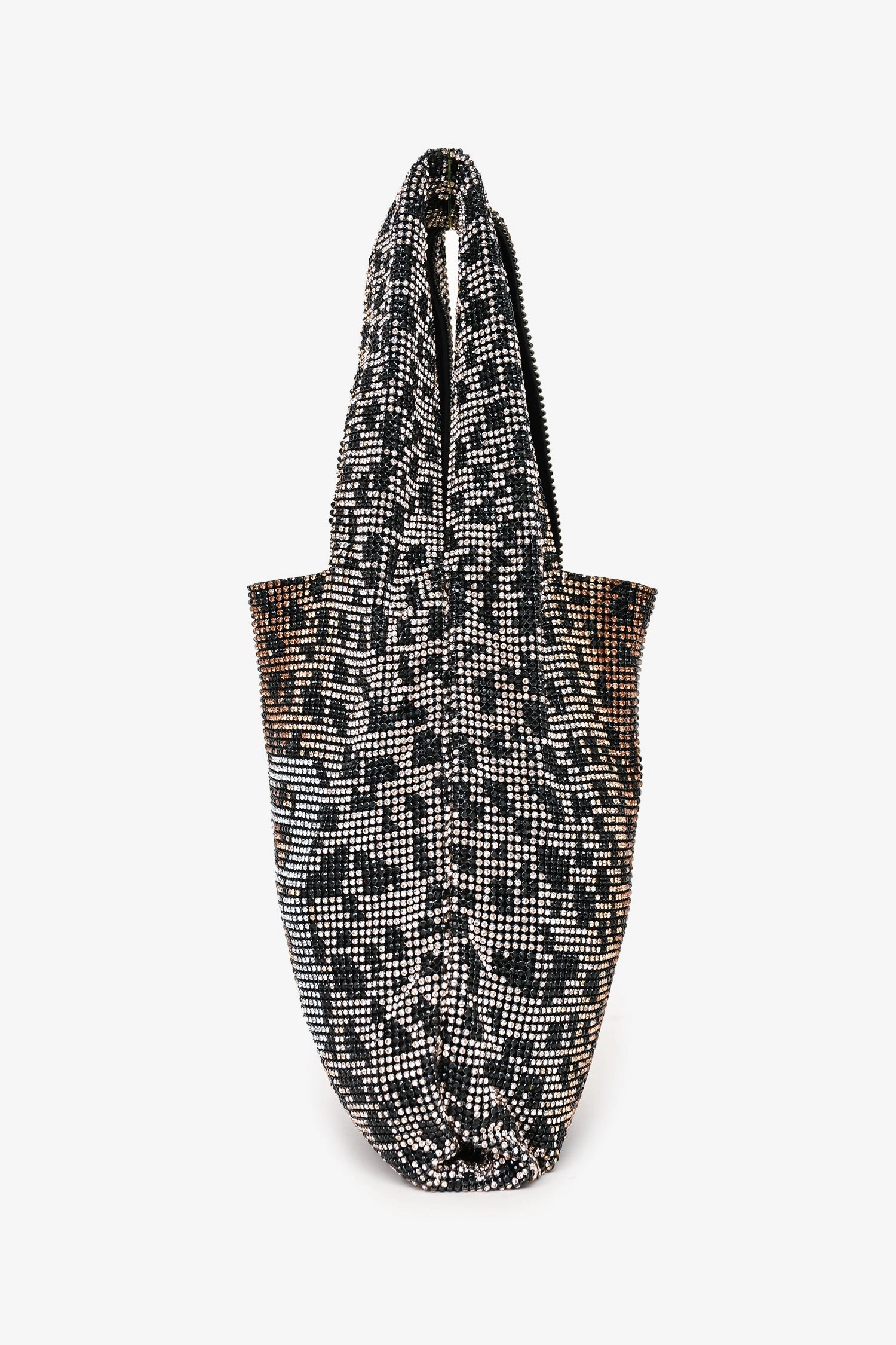 Alexander Wang Black Leather Crystal Embellished Leaopard Print Mini Wanglock Bag