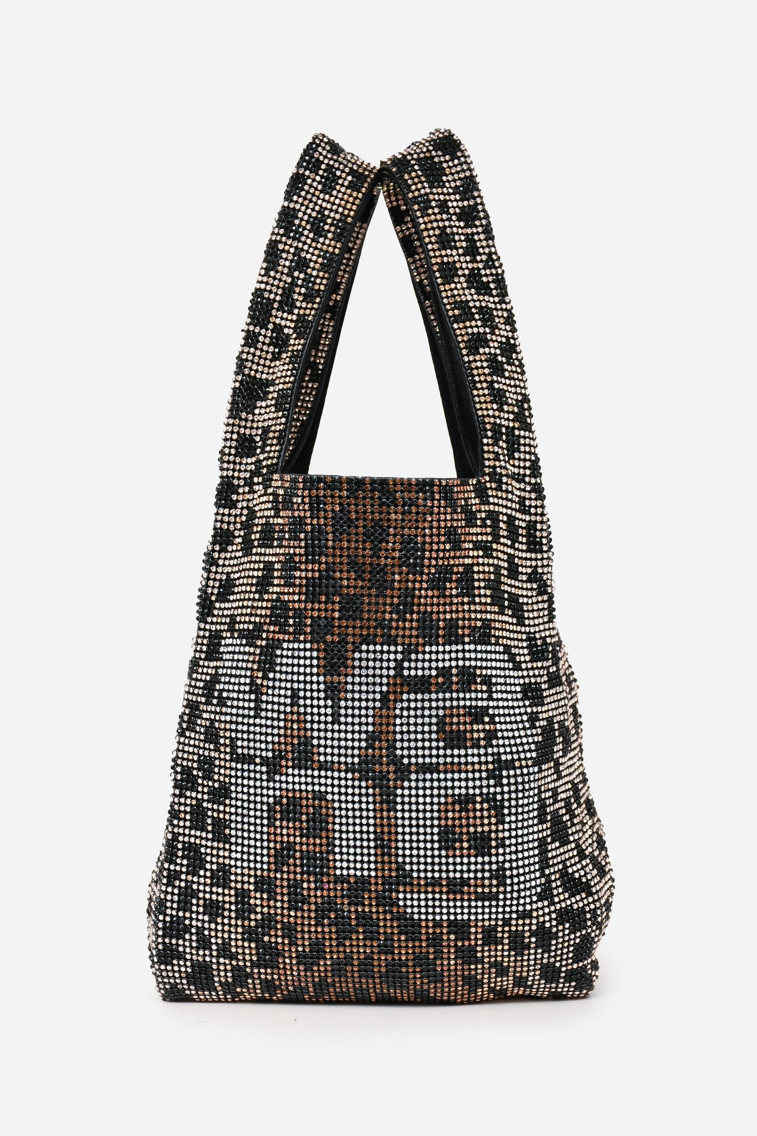 Alexander Wang Black Leather Crystal Embellished Leaopard Print Mini Wanglock Bag