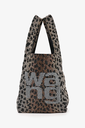 Alexander Wang Black Leather Crystal Embellished Leaopard Print Mini Wanglock Bag