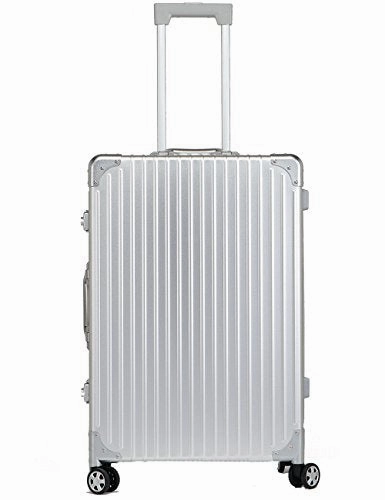 All Al-Mg Alloy HardShell Luggage with Spinner Wheels TSA Approved Silver 20"