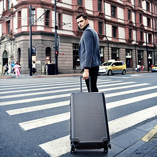 Aluminum Frame Checked Luggage, Durable PC Hardshell TSA Lock Suitcase with Spinner Wheels 28