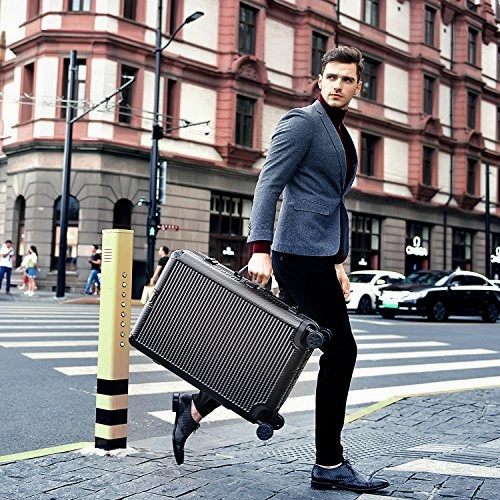 Aluminum Frame Checked Luggage, Durable PC Hardshell TSA Lock Suitcase with Spinner Wheels 28
