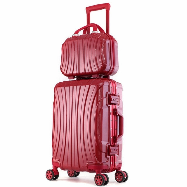 Aluminum Frame Luggage Bag Set,New Travel Suitcase With Spinner Rolling,Trolley Case Carry-On