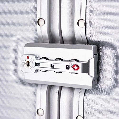 Aluminum Frame Luggage, Durable PC Hardshell TSA Lock Spinner Suitcase 26 Inch Silver
