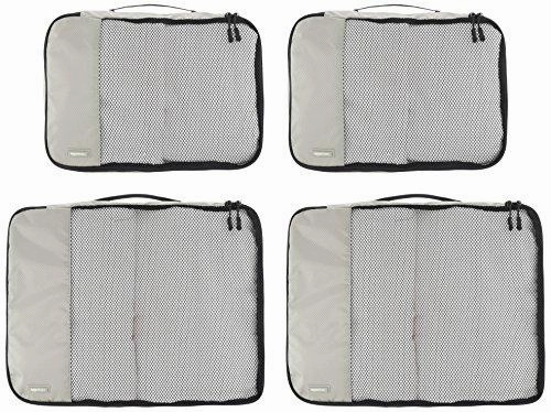 Amazonbasics 4-Piece Packing Cube Set - 2 Medium And 2 Large, Gray