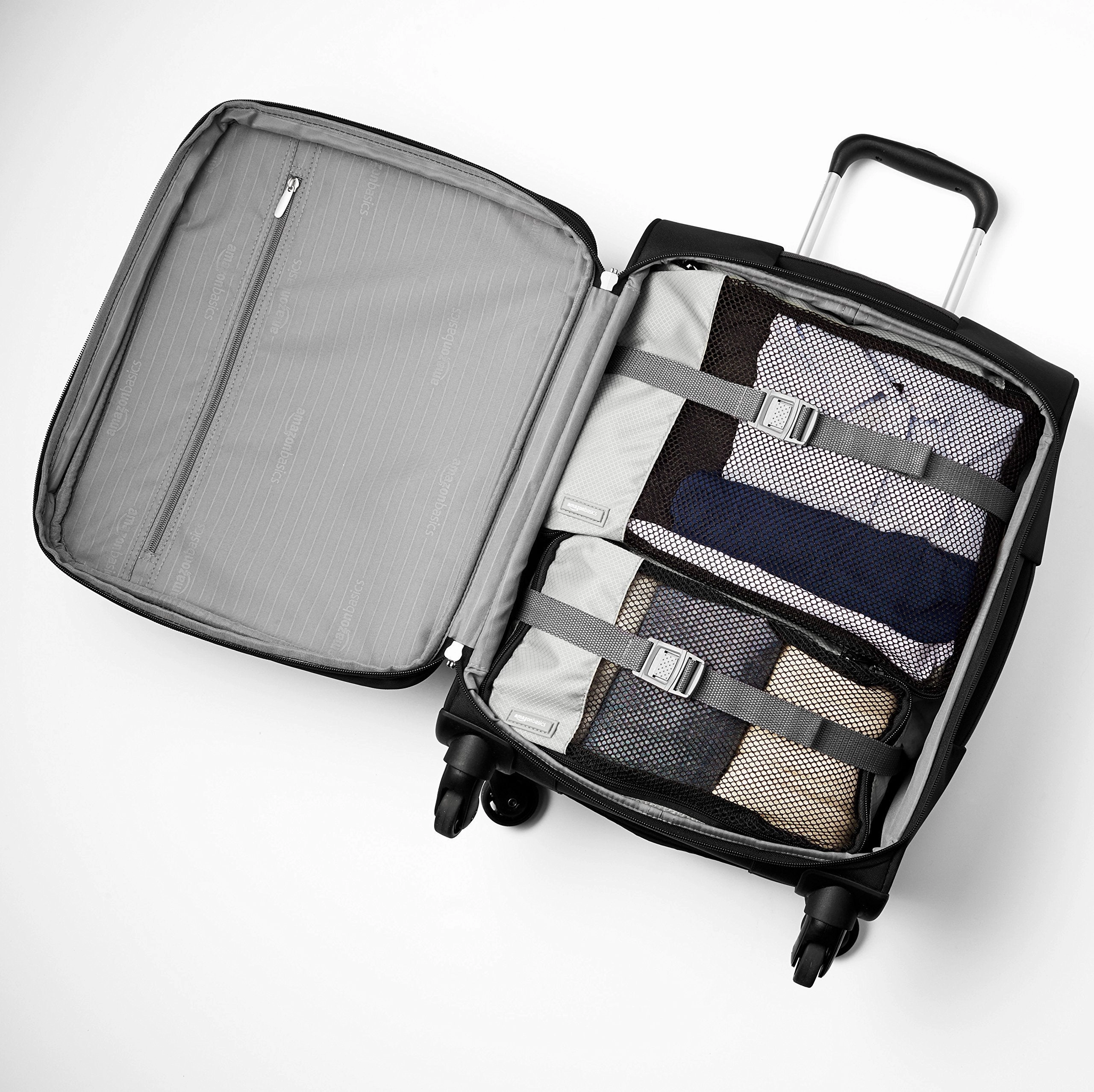 AmazonBasics Softside Carry-On Spinner Luggage Suitcase - 21 Inch, Black
