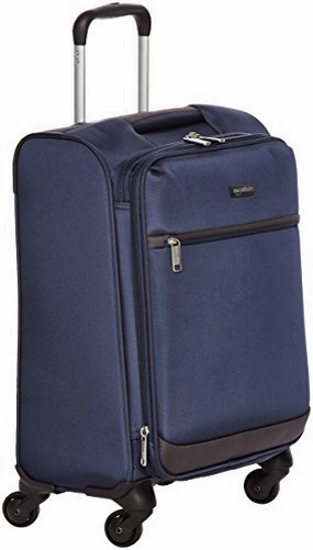 AmazonBasics Softside Spinner Luggage - 21-inch, Carry-on/Cabin Size, Navy Blue