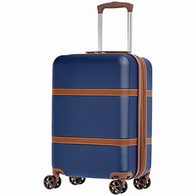 AmazonBasics Vienna Luggage Expandable Suitcase Spinner, 20-Inch Carry-On, Blue