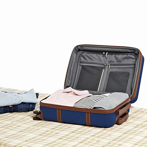 AmazonBasics Vienna Luggage Expandable Suitcase Spinner, 20-Inch Carry-On, Blue