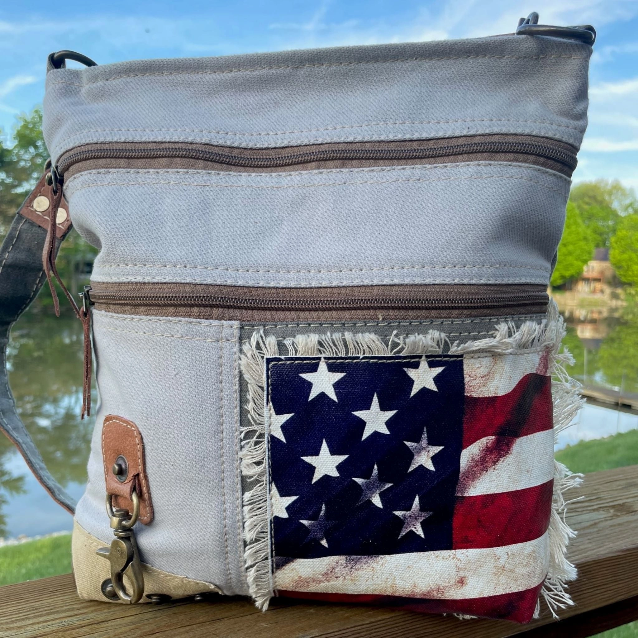 American Flag Patriotic Sustainable Crossbody Purse! Red, White & Blue USA True!