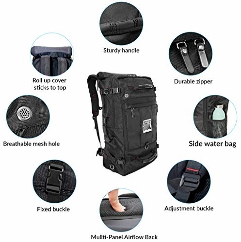 American Stoic Carry On Bag Black - 50L TSA Approved Weekender Bag  Convertible from 19 Laptop Backpack to Carryon Duffel Bag  22x14x9 (43 linear) Inches