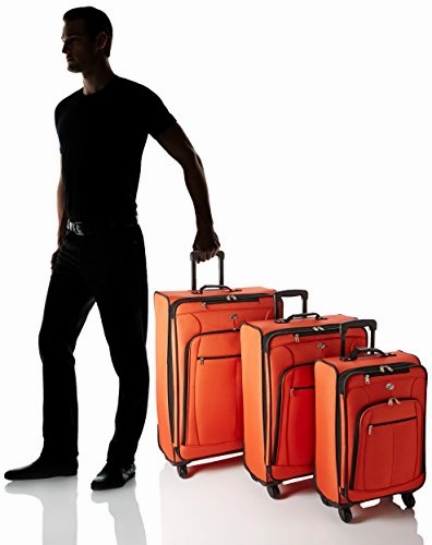 American Tourister Pop Plus 3-Piece Softside (SP21/25/29) Luggage Set with Multi-Directional Spinner Wheels, Orange