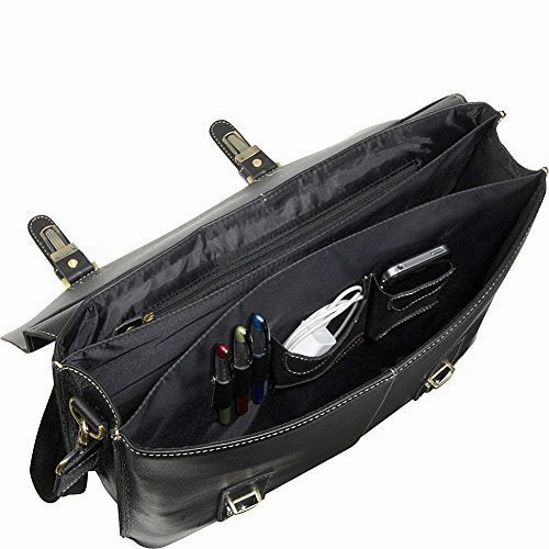 AmeriLeather Classical Leather Organizer Briefcase (Brown)