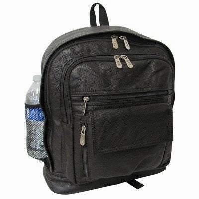 AmeriLeather Traditional Leather Backpack (Dark Brown)