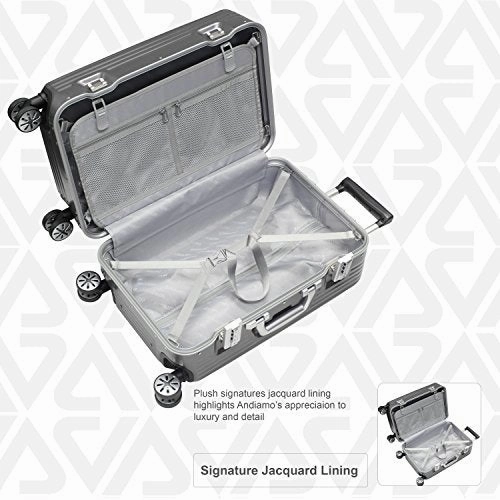 Andiamo Elegante Aluminum Frame 20" Carry On Zipperless Luggage With Spinner Wheels (20in, Black Pearl)