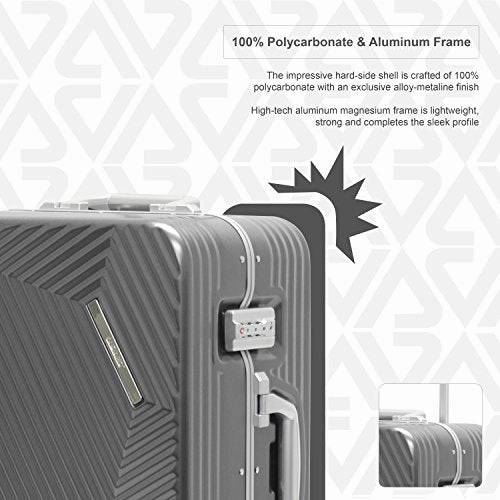 Andiamo Elegante Aluminum Frame 20" Carry On Zipperless Luggage With Spinner Wheels (20in, Black Pearl)