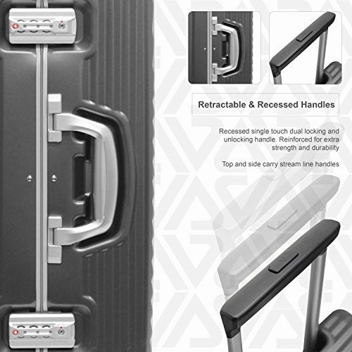 Andiamo Elegante Aluminum Frame 20" Carry On Zipperless Luggage With Spinner Wheels (20in, Black Pearl)