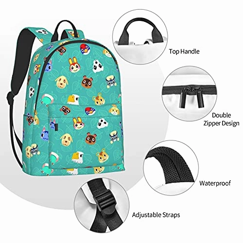 Ani-mal Cro-ss-ing Backpack Unisex Business Travel Laptop Backpack Fashion Lightweight Adjustable Double Strap Shoulder Bookbag Daypack Bookbag for Men Women College Outdoor Work Travel Gift