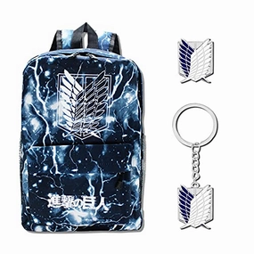 Anime Attack on Titan Backpack Survey Corps Wings of Freedom Keychain Brooch Pin College Bag Laptop School Bag Dayback