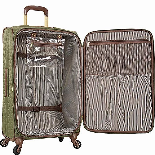 Anne Klein 21" Expandable Softside Spinner Carryon Luggage, Olive Quilted