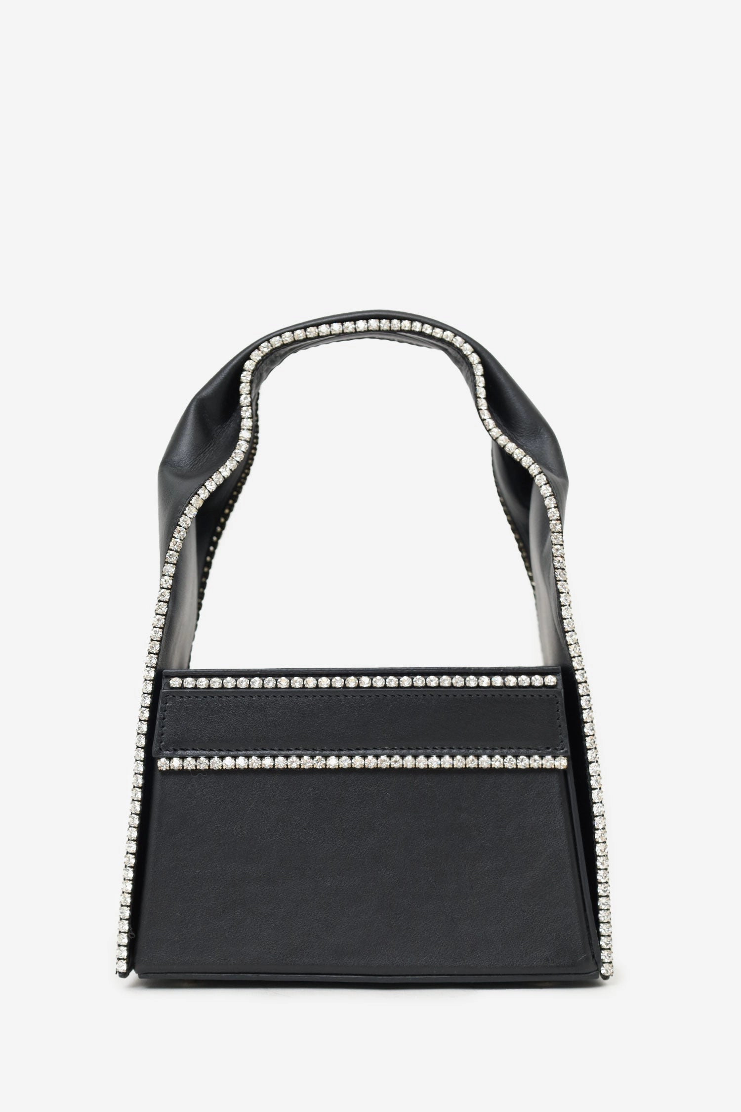 Area Black Leather Rhinestone Box Bag