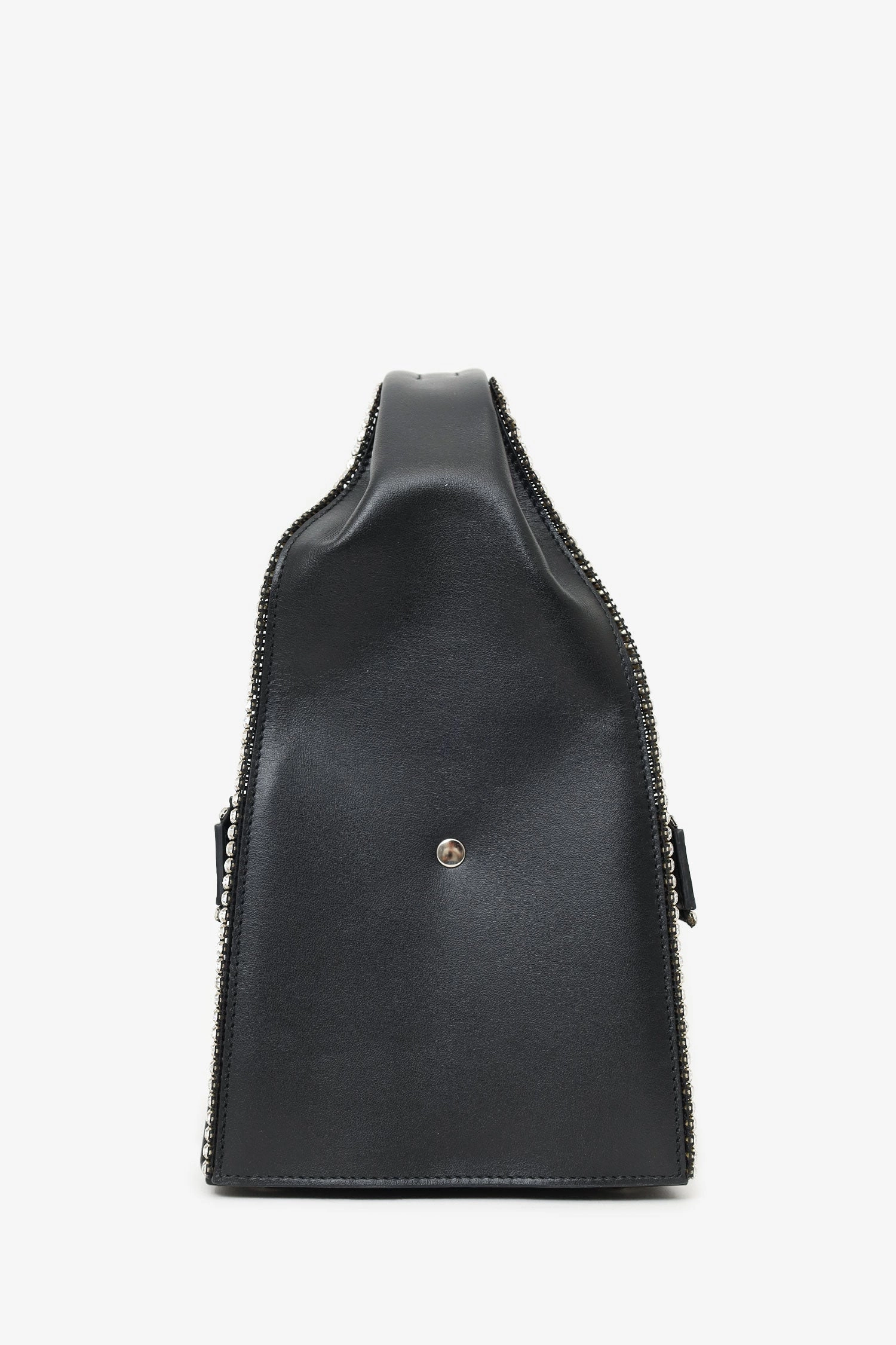 Area Black Leather Rhinestone Box Bag