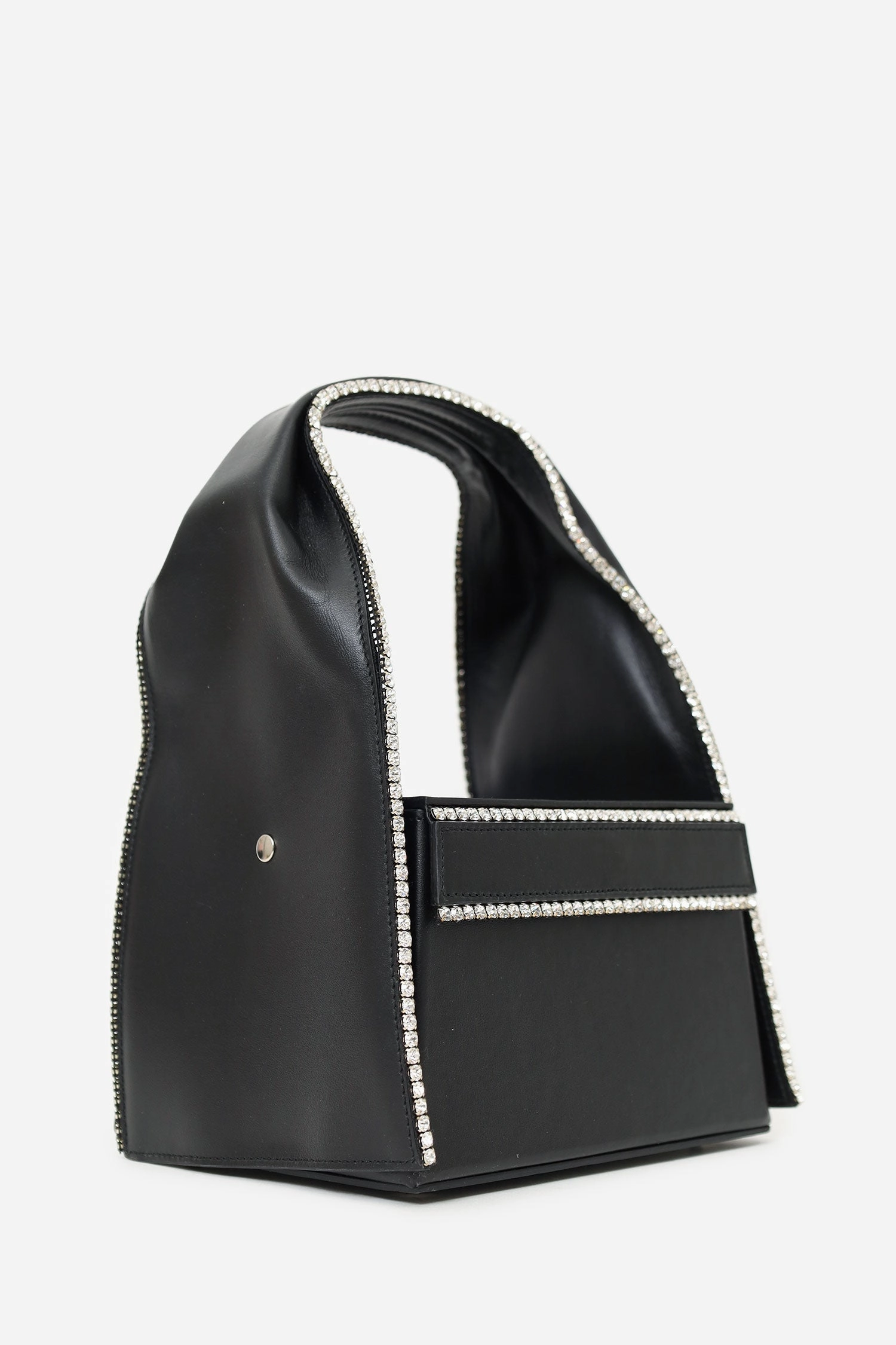 Area Black Leather Rhinestone Box Bag