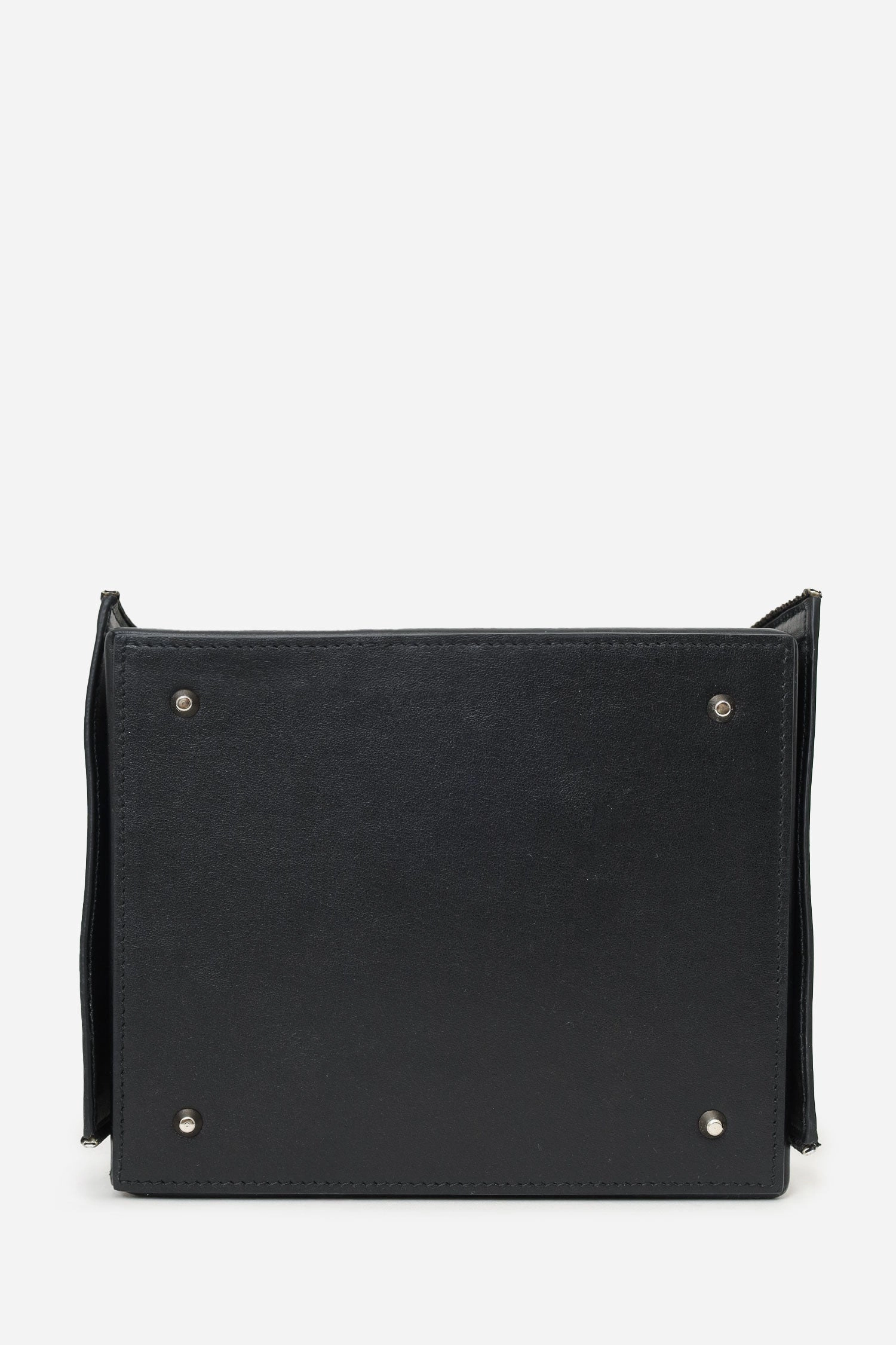 Area Black Leather Rhinestone Box Bag