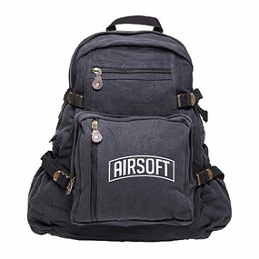 Army Force Gear Air Soft Heavyweight Canvas Backpack Bag, Black & White (large)