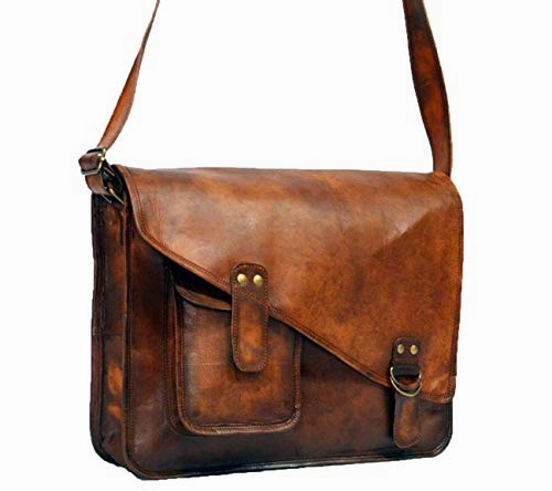 Artishus Upgraded New Vintage Brown 15" Leather Messenger Bag for Men & Women | Business Laptop