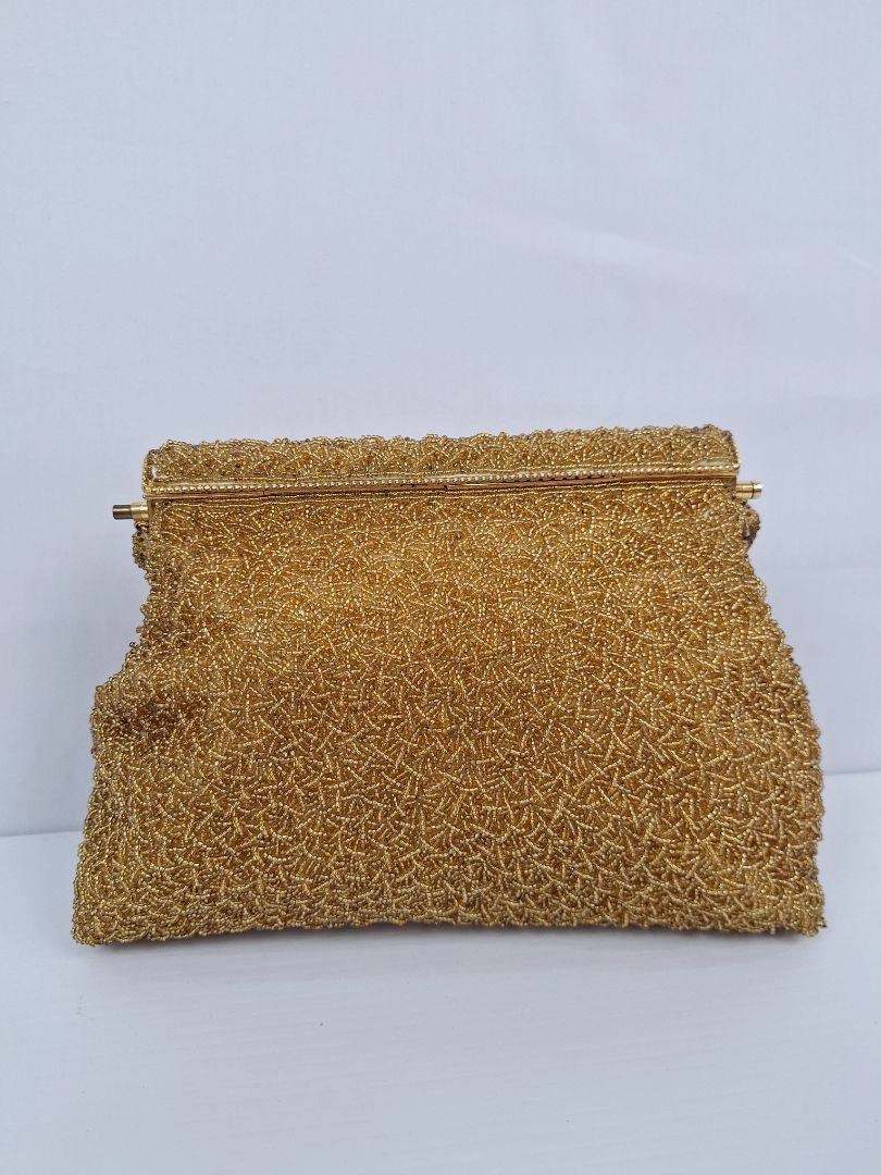 Assorted Brands Gold Beaded Fold Over Clasp Mini Bag