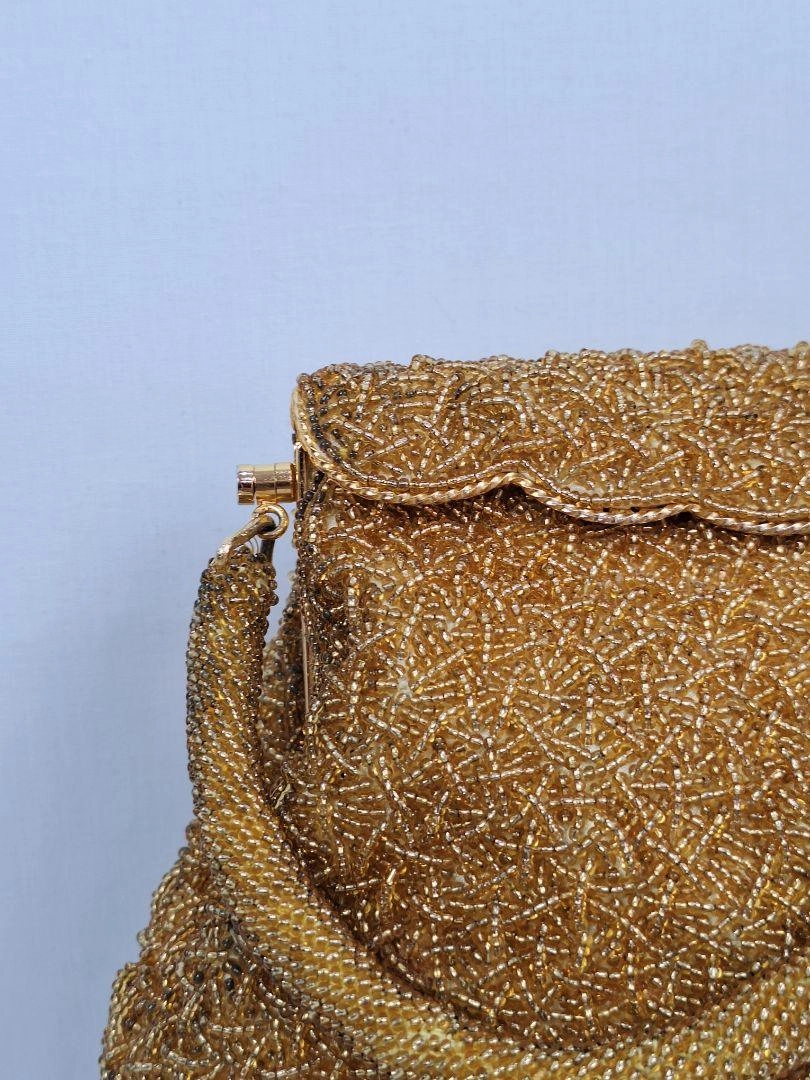 Assorted Brands Gold Beaded Fold Over Clasp Mini Bag