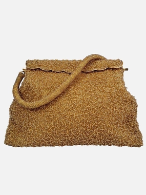 Assorted Brands Gold Beaded Fold Over Clasp Mini Bag