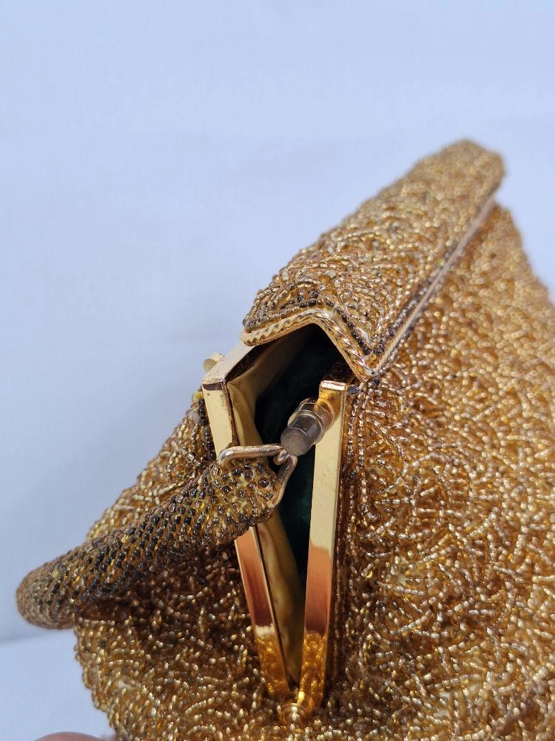 Assorted Brands Gold Beaded Fold Over Clasp Mini Bag
